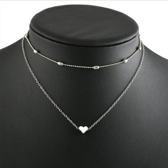 LAST 1! Dainty silver heart choker necklace - Picture 2 of 4